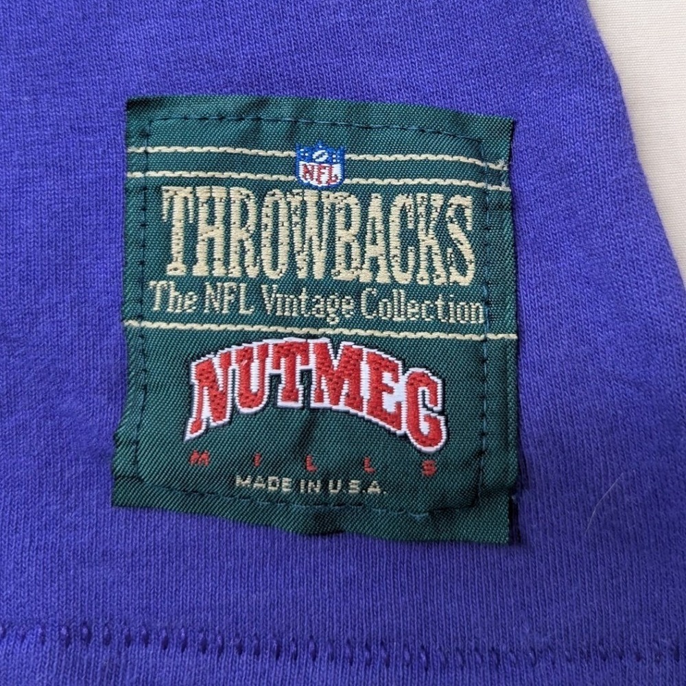 Vintage Minnesota Vikings Nutmeg Mills Throwbacks NFL T Shirt XL Purple Made USA - Picture 6 of 9